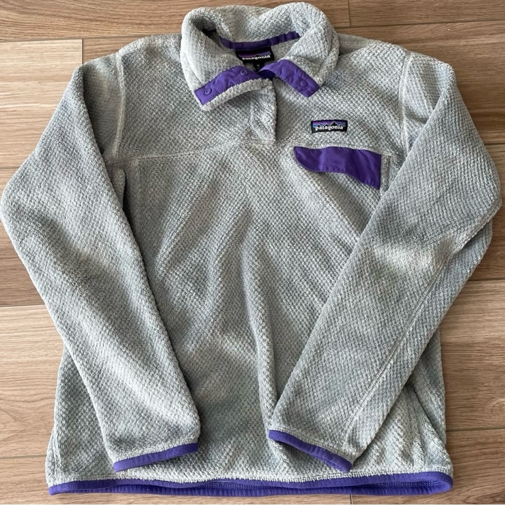 Patagonia Purple and Gray Fleece Jacket